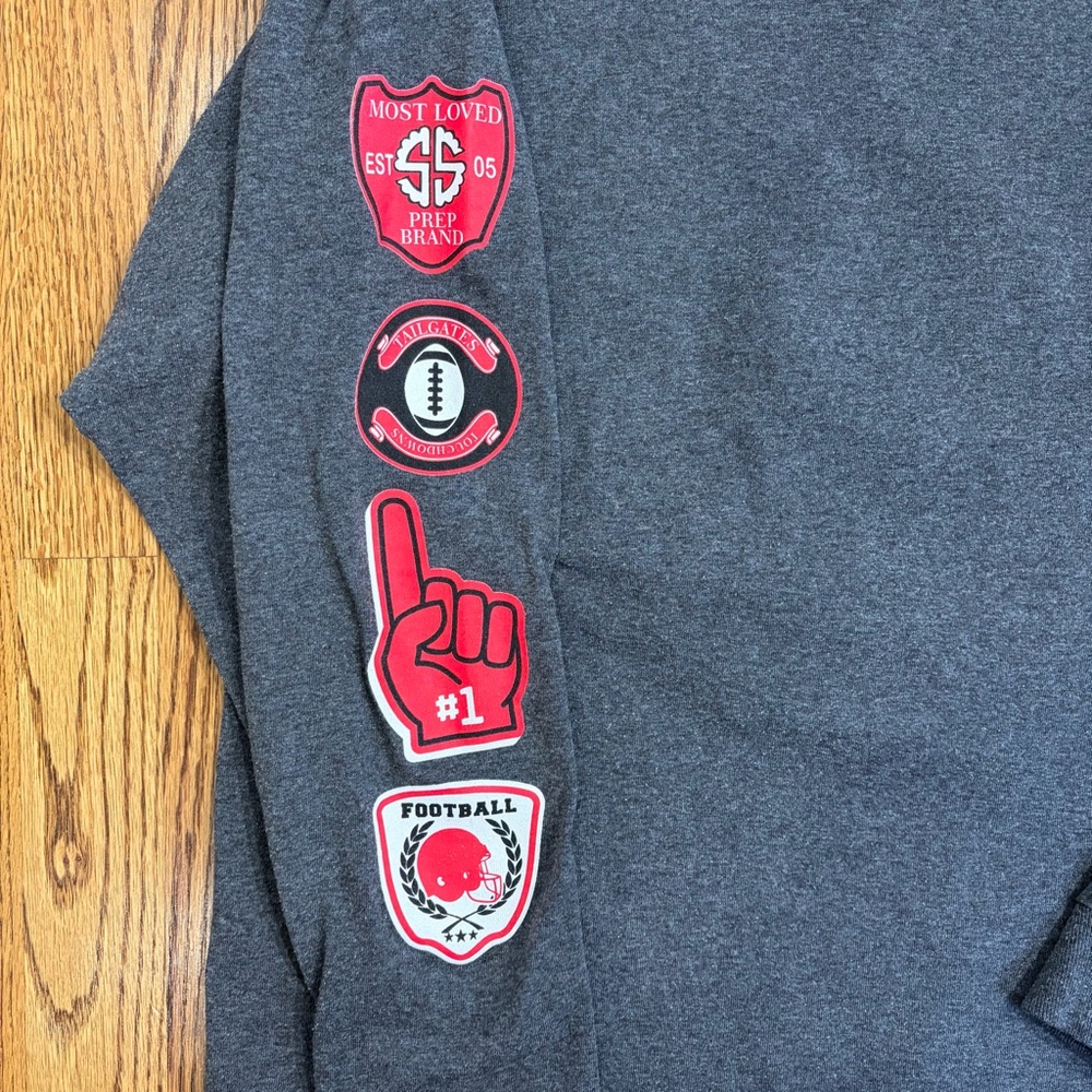 Simply Southern Tailgates & Touchdowns "Go Team" Heather Grey Long Sleeve Tee - Picture 7 of 14